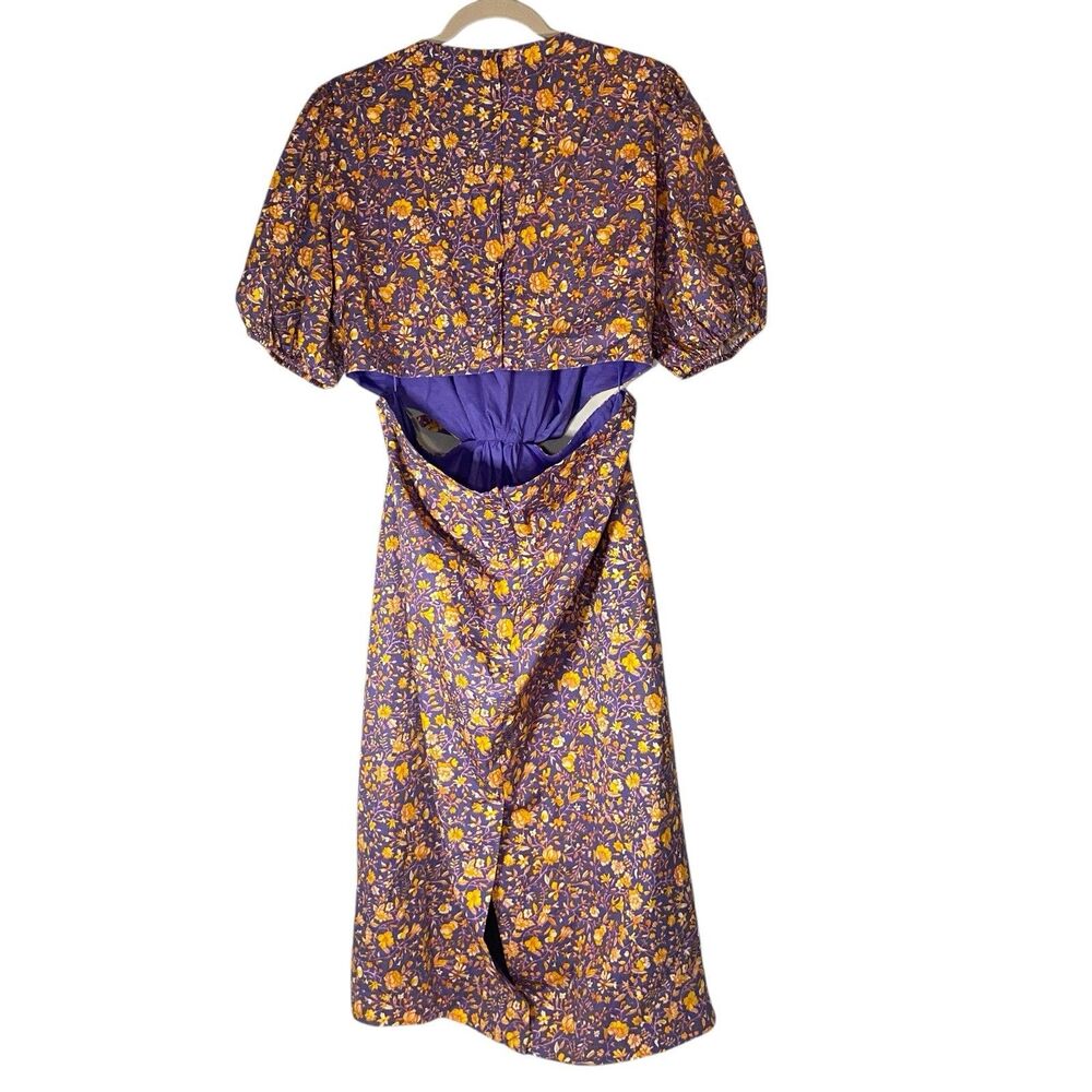 J.Crew Cutout Cotton Poplin Dress  Midnight Floral Puff Sleeve Size 14 New NWT - Picture 3 of 12